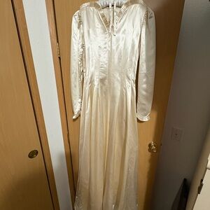 1930s champagne silk satin gown.